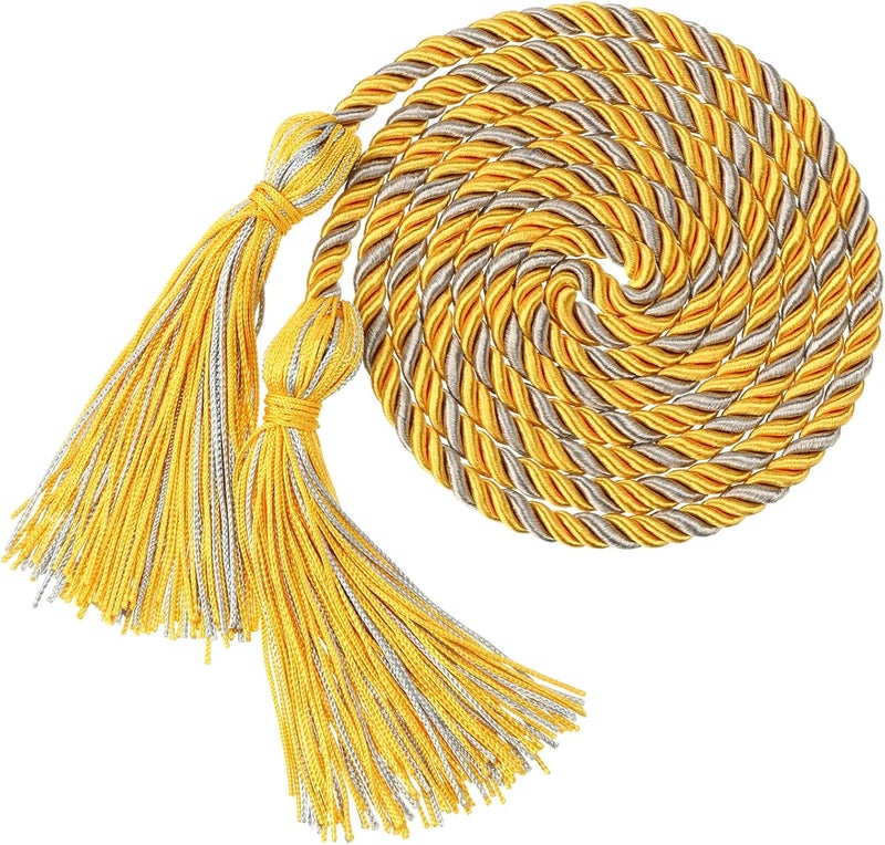 TecUnite Graduation Cords Honor 2026 Polyester Yarn Decorative Garland Twist Ties with Tassels for Bachelor Gown Graduation(Gold with Silver) - Image 1